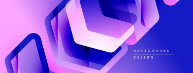 Soyut geometrik şekiller örtüşüyor, canlı mor ve mavi renkler yaratıyor. Modern tasarım dijital sanat, arkaplan dokusu öneriyor.