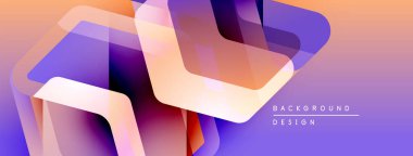 Soyut geometrik şekiller örtüşür, canlı gradyanlar yaratır. Sıcak renkler havalı tonlara karışıp modern tasarımı oluşturur..