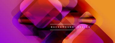 Soyut geometrik şekiller örtüşür, canlı bir değişim etkisi yaratır. Mor, turuncu, kırmızı renkler tasarımda baskın. Modern, dinamik kompozisyon.