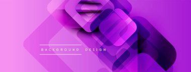 Soyut mor arkaplan, üst üste binen kareler, dikdörtgenler. Modern tasarım elementleri dinamik görsel doku oluşturur.