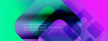 Soyut, enerjik bir arkaplan. Üst üste binen kareler dinamik renkli kompozisyon oluşturur. Modern tasarım elementleri değişim eğilimleri sunar.