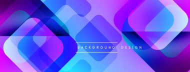 Soyut geometrik şekiller örtüşüyor, canlı mor ve mavi renkler yaratıyor. Arkaplan ve sunumlar için uygun modern tasarım.