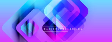 Soyut geometrik şekiller örtüşüyor, canlı mor, mavi bir eğim yaratıyor. Arkaplan ve sunumlar için modern tasarım ögesi.