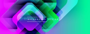 Soyut geometrik şekiller, canlı renklerin karışımı. Modern tasarım elementleri dinamik arkaplan yaratır. Gradyan geçişler görsel ilgi sunar.