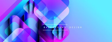 Soyut geometrik şekiller örtüşür, parlak mavi ve mor renkler yaratır. Modern tasarım teknoloji, yenilik, akıcılık öneriyor..