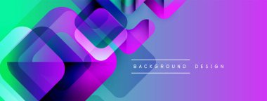 Soyut geometrik şekiller canlı renkleri harmanlarlar. Gradyan geçişler dinamik görsel efekt yaratır. Arka planlar için modern tasarım ögesi.