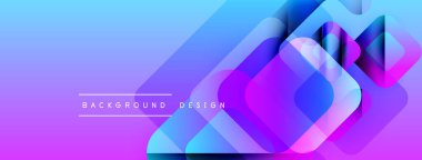 Soyut geometrik şekiller çakışıyor. Renkler mordan maviye dönüşüyor. Modern tasarım elementleri dinamik görsel efekt yaratır.