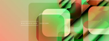 Soyut geometrik şekiller çakışıyor. Renkler modern görsel efekt yaratır. Yumuşak renkler harmanlanır, dinamik bileşim oluşturur.