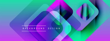 Soyut, enerjik bir arkaplan. Üst üste binen kareler dinamik görsel efekt yaratır. Gradyan renkler sorunsuz, modern tasarım ögesi.