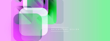 Soyut geometrik şekiller çakışıyor. Renkler modern görsel efekt yaratır. Minimalist tasarım arka planlar ve pankartlar için uygundur.