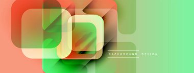 Soyut geometrik şekiller çakışıyor. Renkler turuncu, yeşil, sarı. Modern tasarım dinamik görsel doku yaratır. Yumuşak eğimler derinlik sunar.