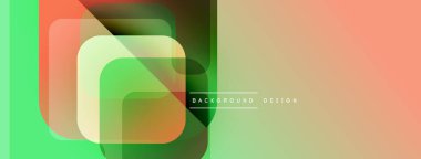 Soyut geometrik arkaplan. Üst üste binen kareler modern, canlı görsel efektler yaratır. Yumuşak gradyanlar, pastel renkler kompozisyona hakim..