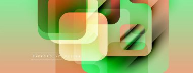 Soyut geometrik şekiller örtüşüyor, canlı renk eğimleri yaratıyor. Yumuşak yeşil, turuncu renkler tasarımda baskın. Modern arkaplan dokusu.