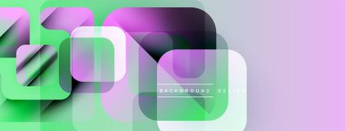 Soyut geometrik şekiller çakışıyor. Renkler modern görsel efekt yaratır. Yumuşak renkler harmanlanır, dinamik bileşim oluşturur.