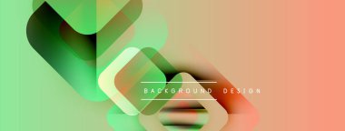 Soyut gradyan şekiller çakışıyor. Yeşil, turuncu renkler kompozisyona hakim. Metin arka plan tasarımı okur. Modern görsel element.