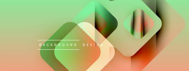 Soyut geometrik şekiller örtüşüyor, renk değişimleri yaratıyor. Yumuşak renkler turuncudan yeşile karışıyor. Metin arkaplan tasarımı okur.