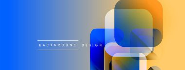 Soyut gradyan arkaplan özellikleri çakışan kareler. Mavi, turuncu renkler modern tasarım yaratır. Metin arkaplan tasarımı okur.