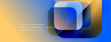 Soyut geometrik şekiller örtüşür, canlı bir gradyan arkaplan oluşturur. Metin arka plan tasarımı okur. Modern, renkli kompozisyon.