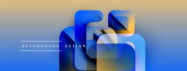 Soyut geometrik şekiller çakışıyor. Mavi, bej renkler modern arkaplan tasarımı yaratır. Metin arka plan tasarımı okur. Minimalist estetik.