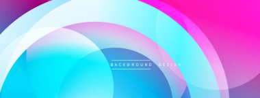 Soyut akışkan şekiller, canlı renklerin karışımı. Modern tasarım, pürüzsüz gradyanlar dinamik görsel efekt yaratır. Arkaplan özellikleri katmanlı çemberler.