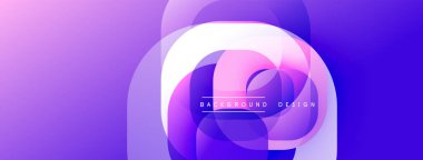 Soyut mor tasarım, üst üste binen daireler. Gradyan renkler dinamik görsel efekt yaratır. Metin arkaplan tasarımı okur.