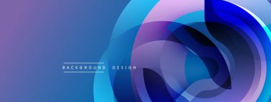 Soyut mavi mor tasarım. Üst üste binen şekiller dinamik görsel efekt yaratır. Sunumlar ve web siteleri için modern arkaplan uygun.