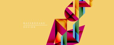 Soyut geometrik bileşim. Canlı şekiller örtüşüyor, dinamik görsel etki yaratıyor. Sıcak sarı arkaplan güzel renk paletini tamamlar. Modern tasarım ögesi.