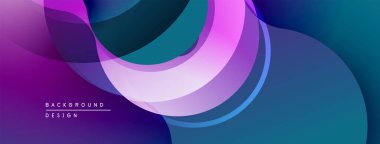Soyut arka plan üst üste binen katmanlar, canlı mor, mavi renkler. Pürüzsüz gradyanlar dinamik görsel akış yaratır. Modern tasarım ögesi.