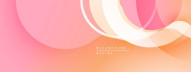Soyut eğim arkaplanı. Yumuşak pembe, şeftali tonları pürüzsüz bir şekilde harmanlanır. Üst üste binen daireler dinamik görsel efekt yaratır. Minimalist tasarım.