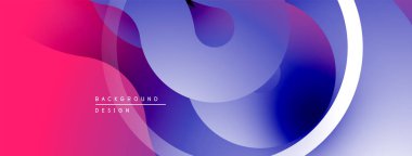 Soyut sıvı şekiller, canlı renklerin karışımı. Modern tasarım, pürüzsüz eğimler dinamik kompozisyon yaratır. Pembe, mor, mavi renkler egemen.