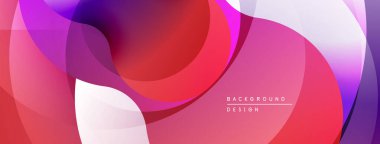 Soyut sıvı şekilleri örtüşür, canlı gradyanlar yaratır. Mor, kırmızı, beyaz renkler düzgün bir şekilde harmanlanır. Modern tasarım ögesi.