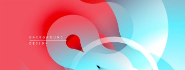 Soyut sıvı şekilleri kırmızı, mavi renkleri harmanlıyor. Üst üste binen katmanlar dinamik görsel efekt yaratır. Modern tasarım ögesi.