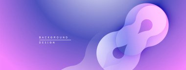 Soyut gradyan arkaplan özellikleri akan şekiller. Yumuşak mor, mavi renkler modern tasarım yaratır. Minimalist estetik, pürüzsüz geçişler görünür..