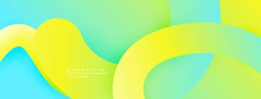 Soyut sıvı şekilleri sarı, turkuaz ve yeşil renkleri harmanlıyor. Modern tasarım hareketi, enerjiyi, pozitif titreşimleri çağrıştırıyor. Gradyan arkaplan derinlik yaratır.