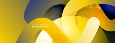 Soyut dizayn özellikleri üst üste binen sarı, donanma şekilleri. Gradyan renkler dinamik görsel efekt yaratır. Modern arkaplan dokusu.