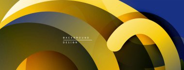 Soyut tasarım özellikleri üst üste binen eğri şekiller. Altın, donanma, kahverengi renkler dinamik görsel efekt yaratır. Modern estetik.