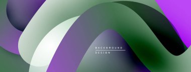 Soyut sıvı şekilleri, gradyanlar, mor, yeşil renkler. Arka planlar ve sunumlar için modern tasarım öğesi. Minimalist estetik.