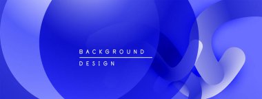 Soyut mavi şekiller üst üste binerek modern sıvı arkaplan oluşturur. Minimalist tasarım metin arkaplan tasarımı içerir. Yumuşak eğimler mevcut derinlik.