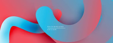Soyut sıvı şekiller, canlı renklerin karışımı. Kırmızı, mavi renkler dinamik arka plan tasarımı yaratır. Yumuşak eğimler, modern estetik.
