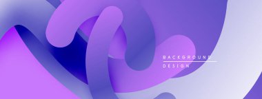 Soyut sıvı şekilleri, mor renkler baskın gelir. Gradyan renkler düzgün bir şekilde harmanlanarak dinamik bileşim oluşturur. Modern tasarım ögesi.