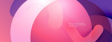 Soyut sıvı şekiller harmanlanarak canlı pembe, mor renkler yaratır. Modern tasarım sakin ve dinamik enerjiyi çağrıştırıyor. Minimalist estetik.