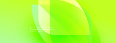 Parlak yeşil soyut arka plan. Üst üste binen şekiller dinamik görsel efekt yaratır. Dijital projeler için modern tasarım.