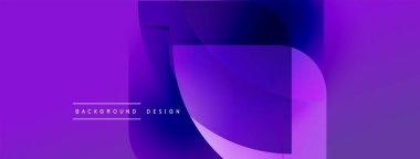 Soyut mor tasarım. Üst üste binen şekiller dinamik görsel efekt yaratır. Modern, akışkan eğimler hareket, derinlik.