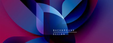 Soyut gradyanlar çakışıyor, dinamik görsel etki yaratıyor. Modern tasarım canlı mor, mavi renkler içerir. Metin arkaplan tasarımı okur.