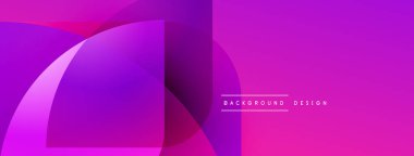 Soyut enerjik tasarım. Üst üste binen şekiller dinamik mor, pembe gradyan oluşturur. Modern estetik, afişler ve arka planlar için uygun..