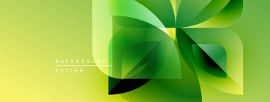 Soyut geometrik tasarım. Canlı yeşil, sarı gradyanlar dinamik görsel efekt yaratır. Çeşitli projeler için modern arkaplan.