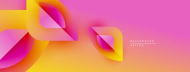 Soyut renkli kurdeleler dinamik kompozisyon oluşturur. Renkli gölgeler sarıdan pembeye karışıyor. Arkaplan, pankart ve sunumlar için modern tasarım.