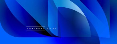 Soyut mavi tasarım katmanlı şekiller, gradyanlar içerir. Modern estetik, arka planlar, pankartlar, dijital sanatlar için uygun.