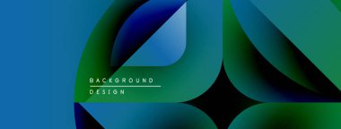 Soyut tasarım katmanlı şekiller, canlı maviler, yeşiller. Modern estetik, temiz çizgiler, metin arka plan tasarımı. Minimalist kompozisyon.
