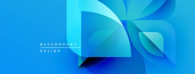 Soyut mavi tasarım katmanlı şekiller, gradyanlar içerir. Modern estetik, arka planlar ve sunumlar için uygun. Canlı renk şeması derinlik oluşturur.